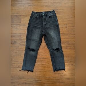 AFRM Black Distressed Cropped Jeans